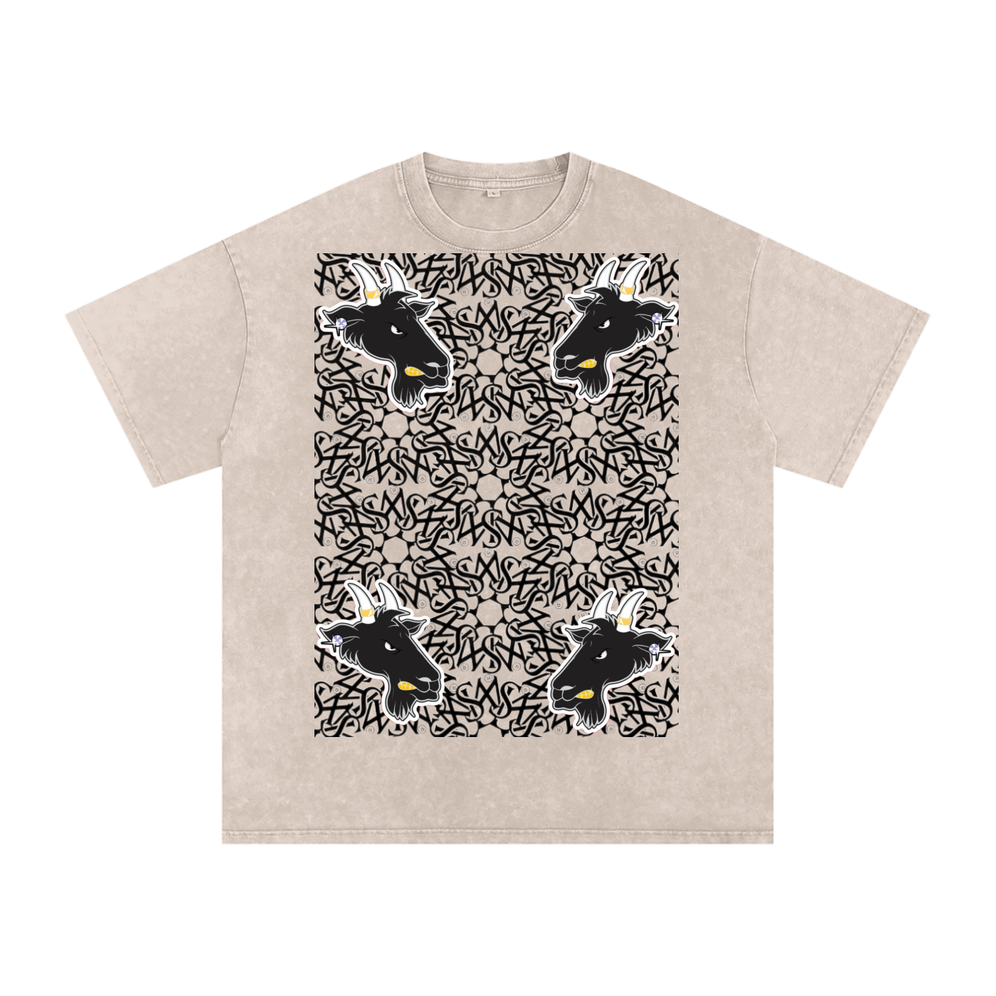 SML®️🐐 4 headed GOAT Acid Wash Oversize T-Shirt - 250 GSM