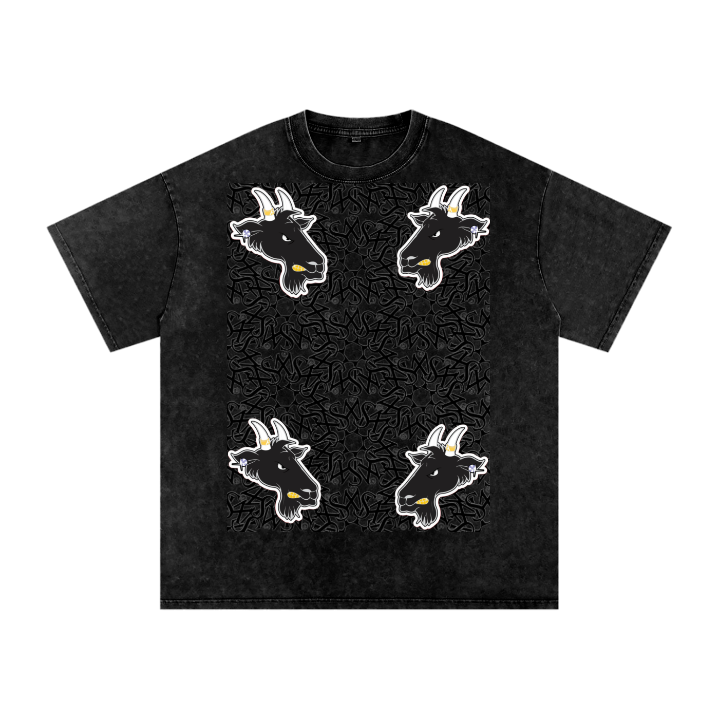 SML®️🐐 4 headed GOAT Acid Wash Oversize T-Shirt - 250 GSM
