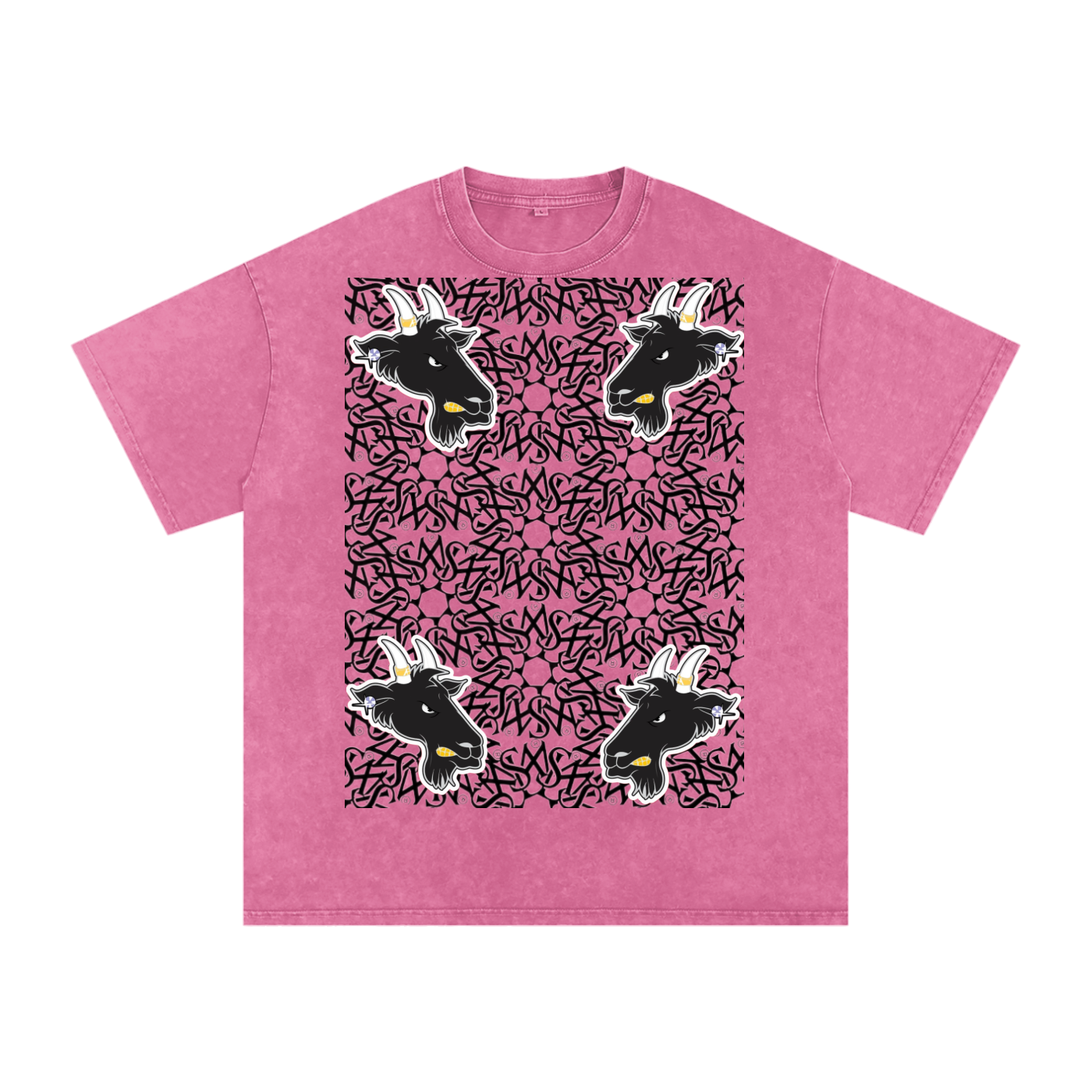 SML®️🐐 4 headed GOAT Acid Wash Oversize T-Shirt - 250 GSM