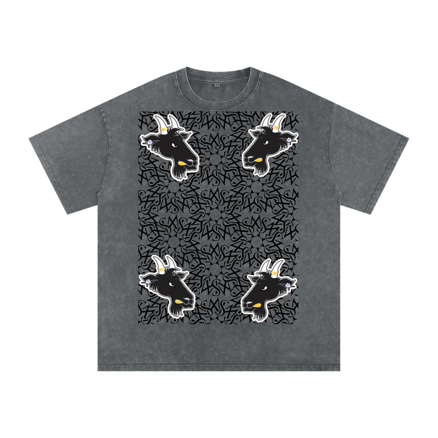 SML®️🐐 4 headed GOAT Acid Wash Oversize T-Shirt - 250 GSM