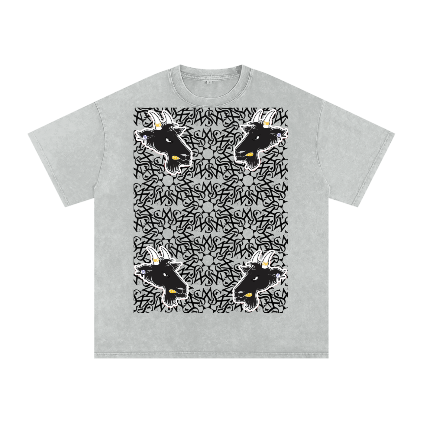 SML®️🐐 4 headed GOAT Acid Wash Oversize T-Shirt - 250 GSM