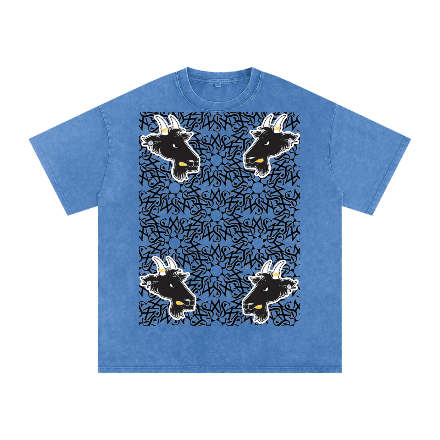 SML®️🐐 4 headed GOAT Acid Wash Oversize T-Shirt - 250 GSM