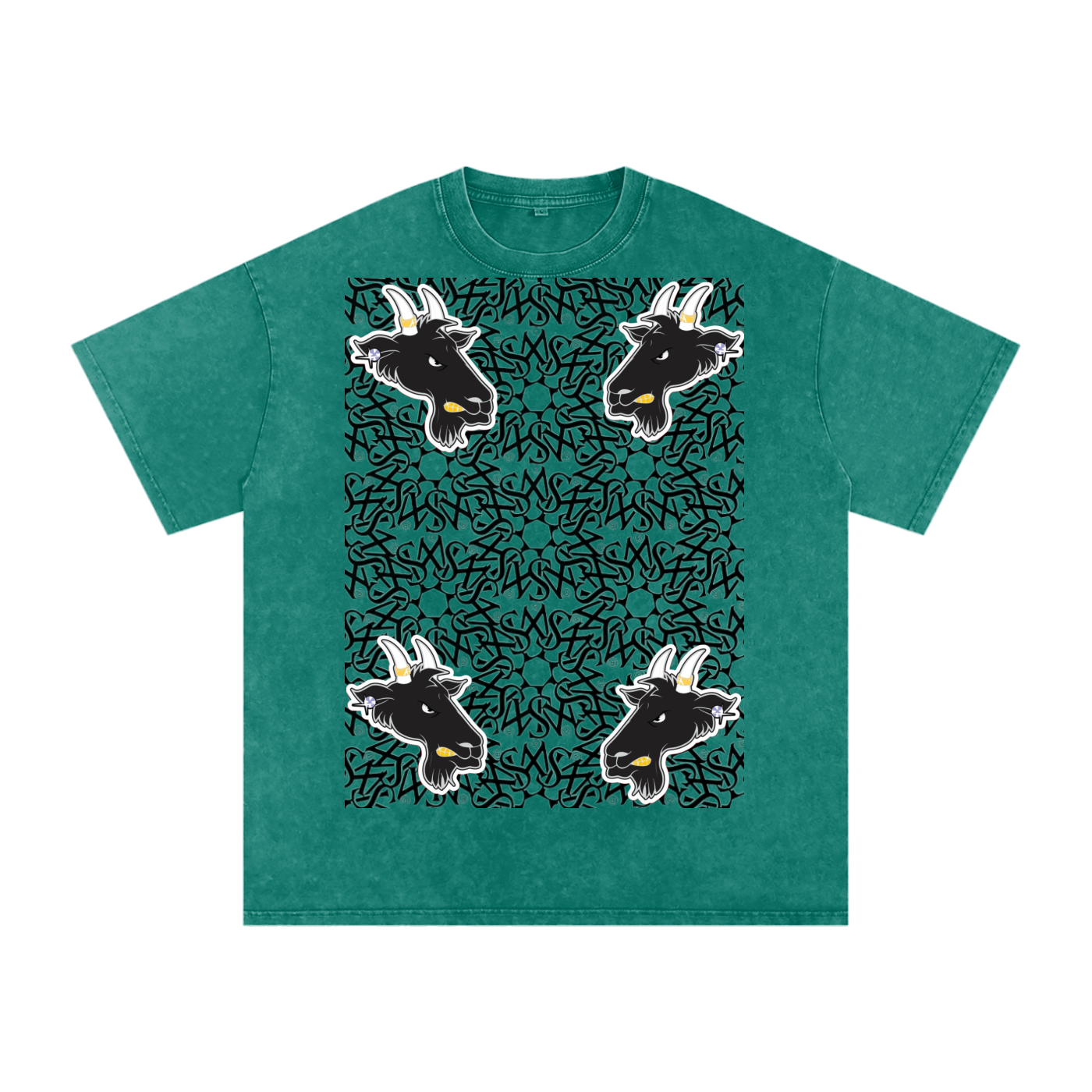 SML®️🐐 4 headed GOAT Acid Wash Oversize T-Shirt - 250 GSM
