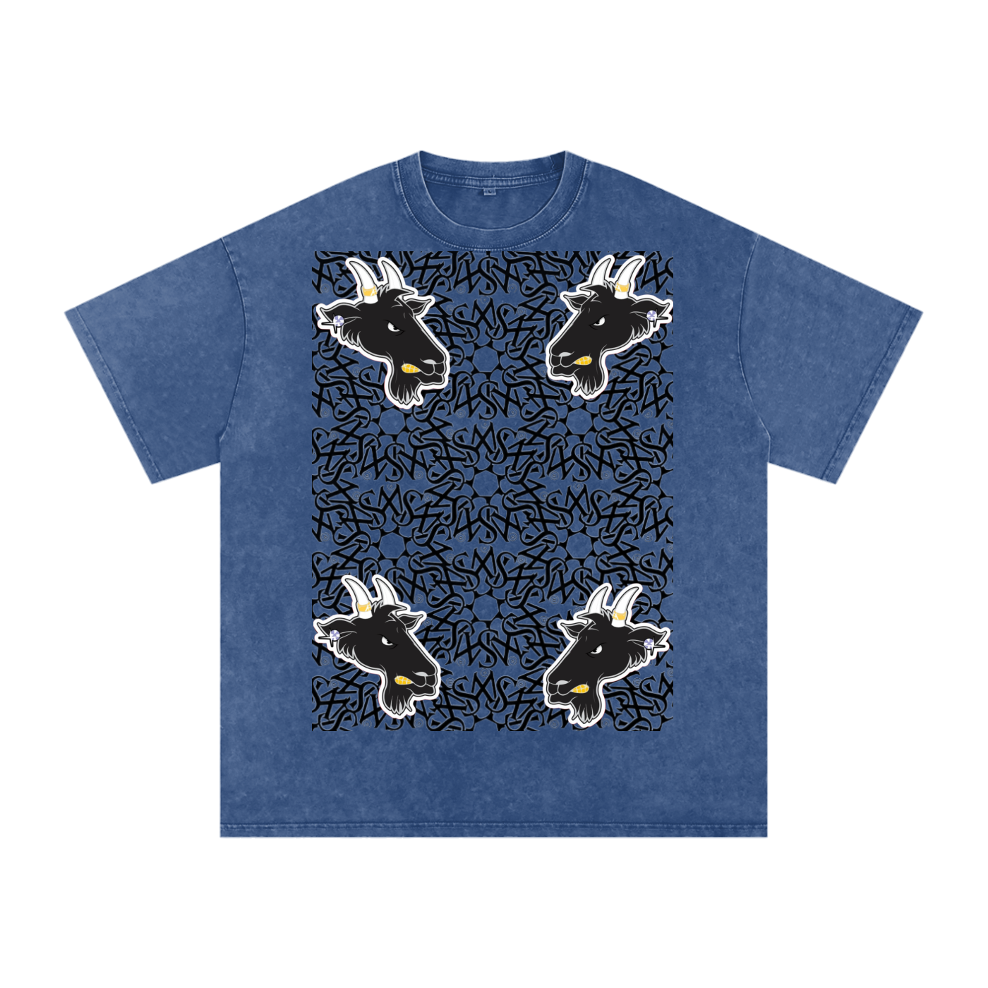 SML®️🐐 4 headed GOAT Acid Wash Oversize T-Shirt - 250 GSM